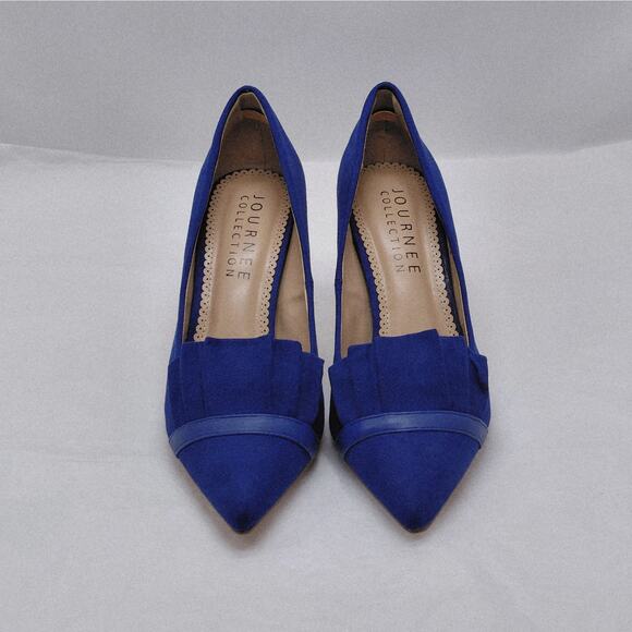 Journee Collection Womens Pumps Size 6 Blue Pointed Toe Heels Formal Wedding - Picture 4 of 9